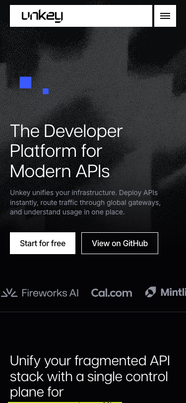 Unkey | The Developer Platform for Modern APIs - mobile