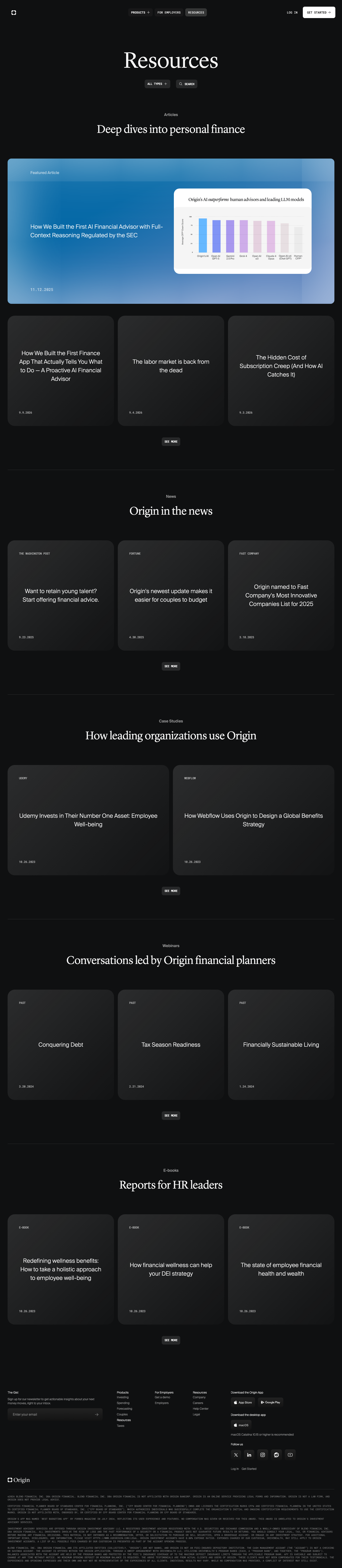 Origin · Blog - full page scroll