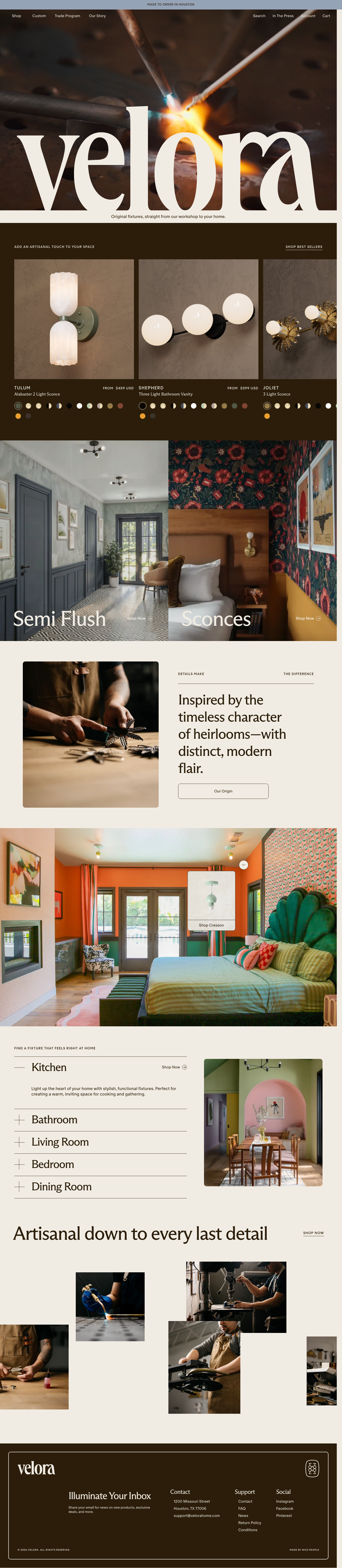 Velora Home - full page scroll