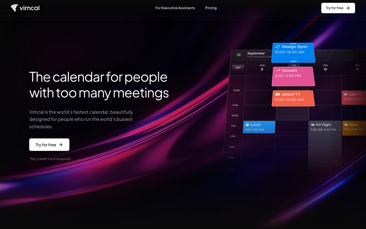 Vimcal | Fastest Calendar for People with Too Many Meetings