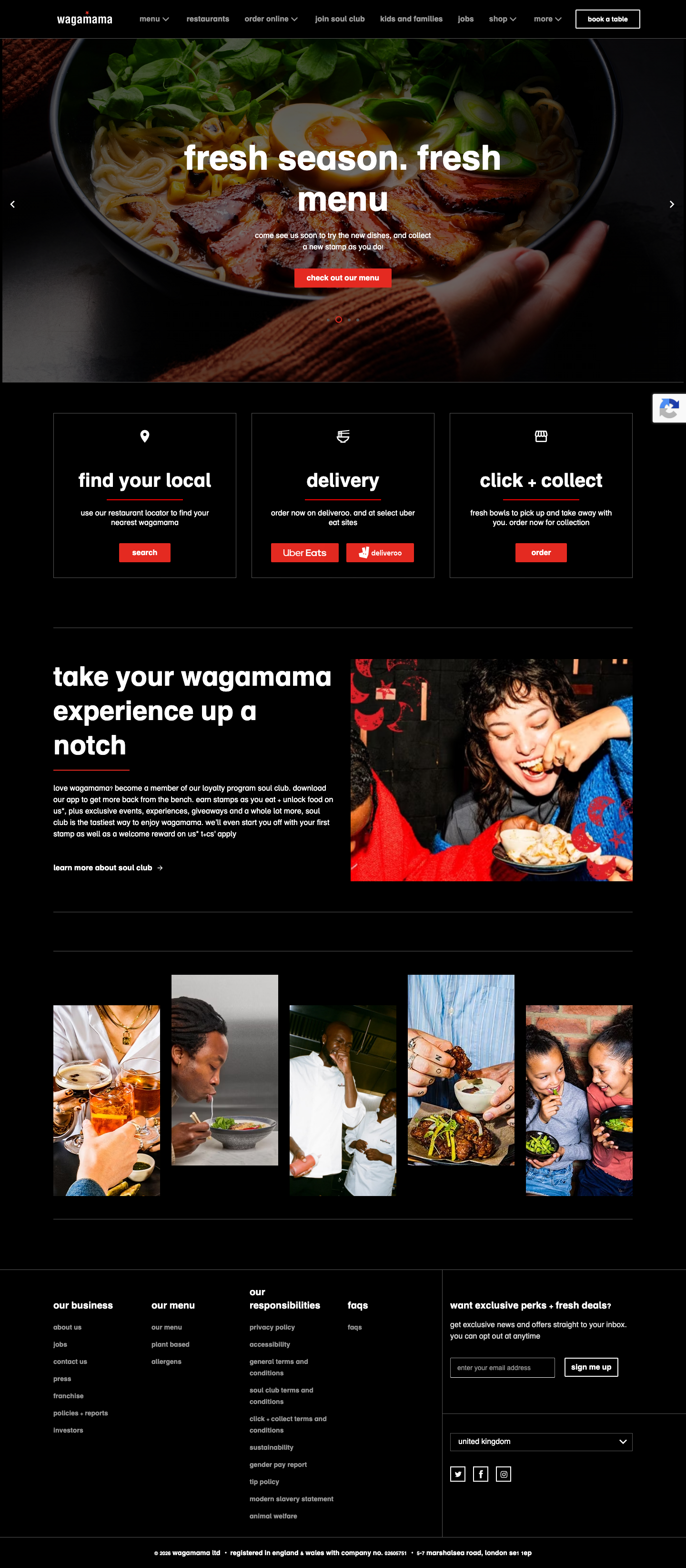 Wagamama - full page scroll