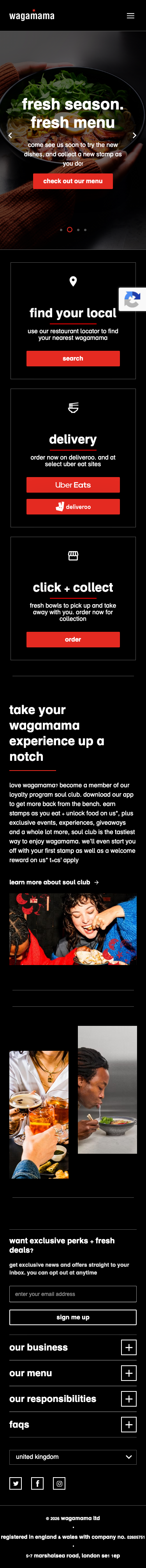 Wagamama - mobile full page