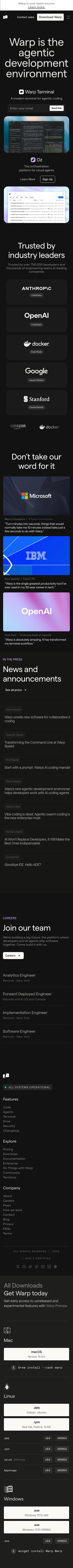 Warp - mobile full page