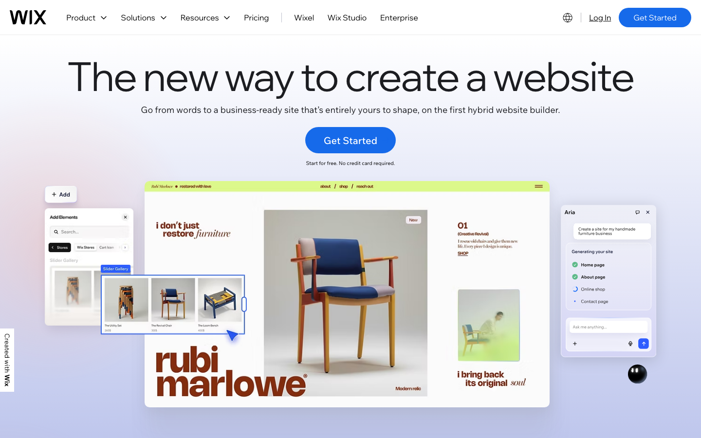 The layout is clean and spacious, prioritizing clarity and ease of navigation. A prominent hero section introduces the core value proposition, while the lower portion showcases key features with visual emphasis. The overall feel is refined and functional. · website builder, design platform, web development, online presence, creative tools, minimalist design, saas landing page, developer website