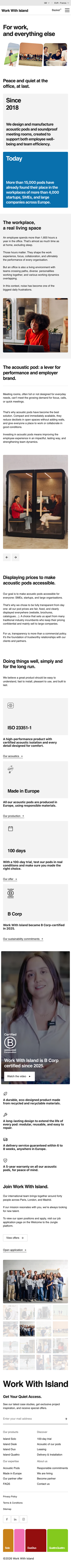 Work with Island · About - mobile full page