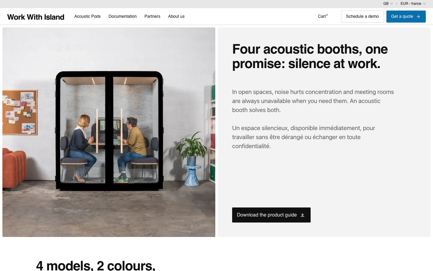 A clean, asymmetric layout featuring a high-resolution product image paired with bold, sans-serif typography. The use of ample white space and a strict grid creates a professional, architectural feel. · furniture product page, minimalist split hero, architectural layout, swiss style web design, clean office furniture site