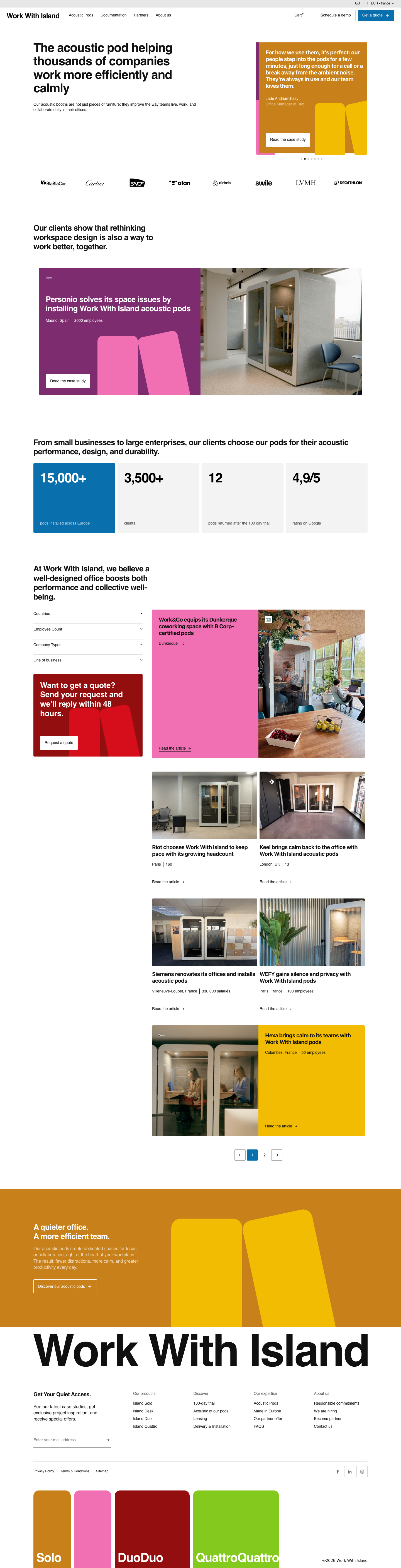 Work with Island · Case Studies - full page scroll