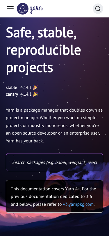 Yarnpkg - mobile