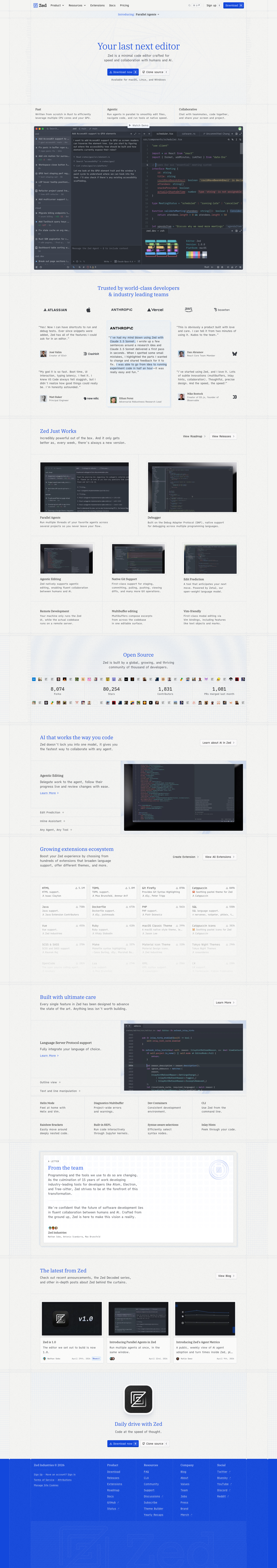 Zed - full page scroll