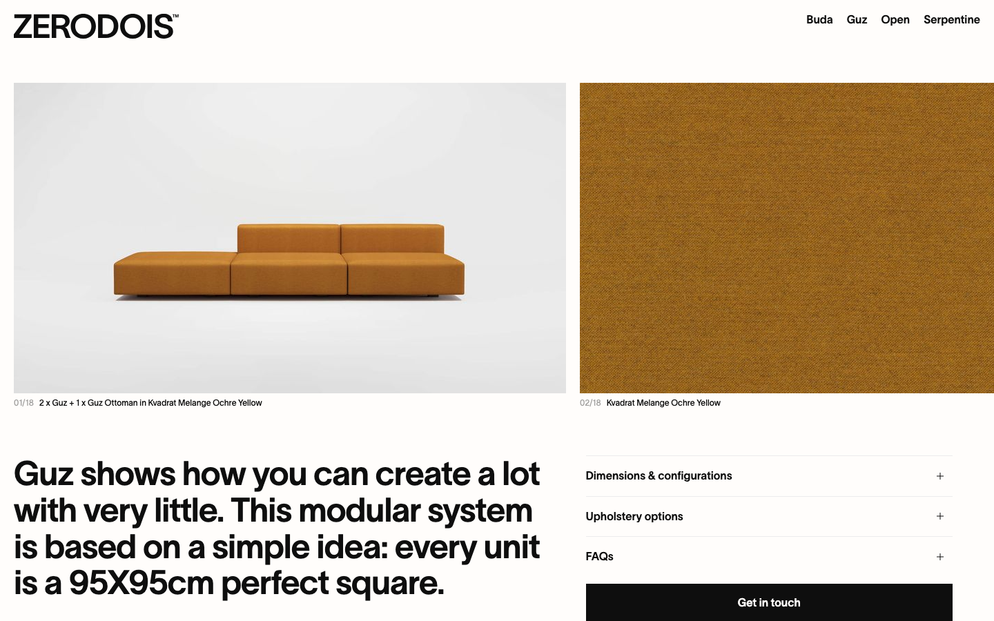 A high-contrast layout pairing large-scale product photography with bold, oversized serif typography. The use of generous white space and a strict grid creates a gallery-like atmosphere. · furniture editorial, minimalist product page, bold serif typography, swiss design furniture, luxury interior layout